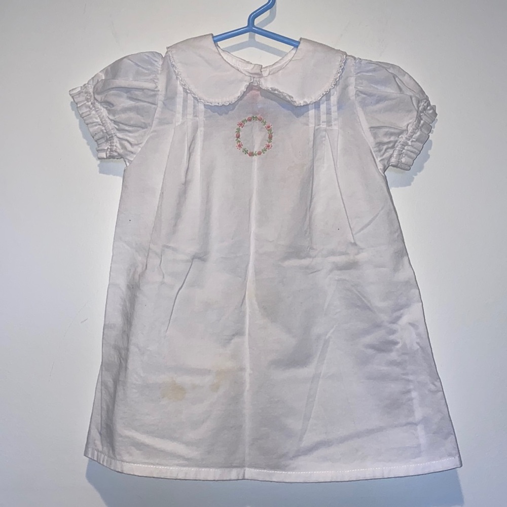 Vintage Kayce Hughes White Baby Girl Layette Dress Gown, Size 24mo